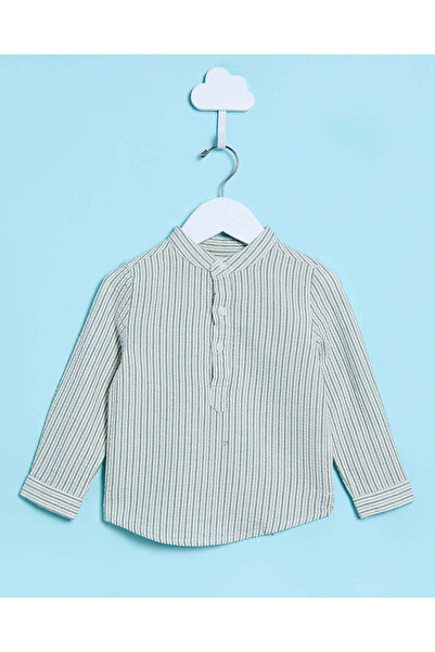 REDTAG قميص مخطط باللونين الأخضر والبيج للأولاد الرضع