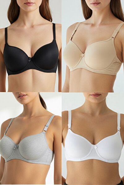 Fanwet Women's Padded Underwire Daily 4-Piece Bra Set