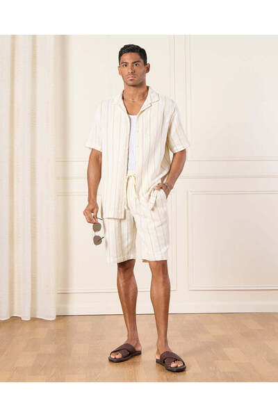 REDTAG Men Beige Jacquard Shirt