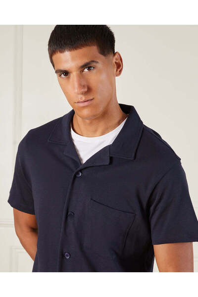 REDTAG Men Navy Resort Shirt