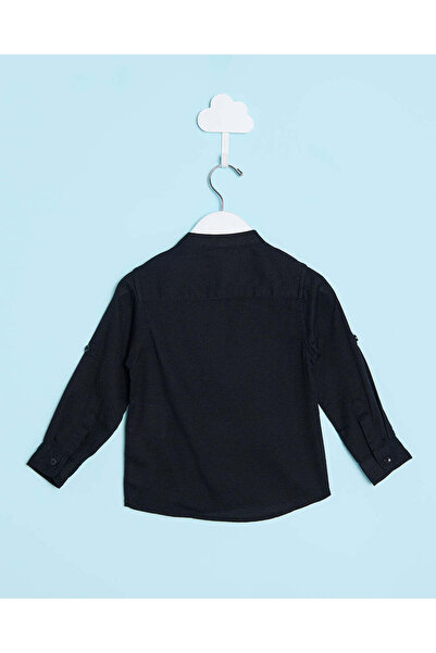 REDTAG Infant Boys Black Dobby Shirt