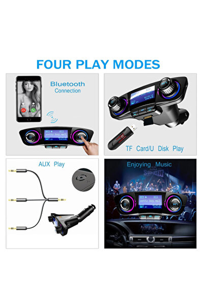 BASHAR FM Modulator Charging Function Bluetooth Handsfree Phone Universal Compatibility Black