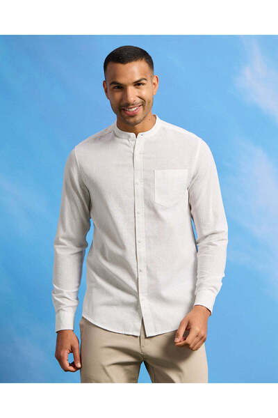 REDTAG Men White Linen Shirt