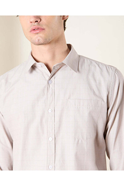 REDTAG Men Grey Striped Shirt