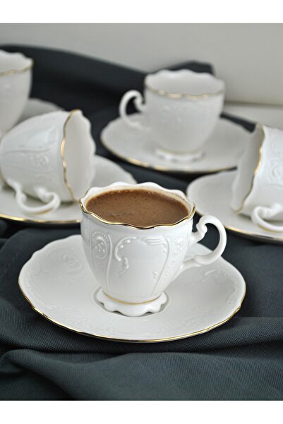 Qualitev 2 Person 4 Piece Porcelain Coffee Cup Set Coffee Set 90 ml - Amor