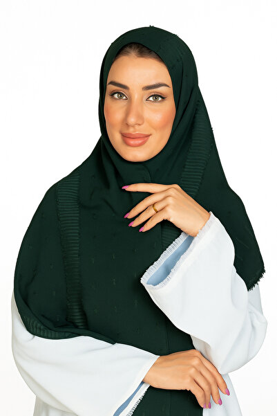 Black Season طرحة الغابة الهادئة اخضر غامق من قماش الشيفون المقلم – من بلاك س...