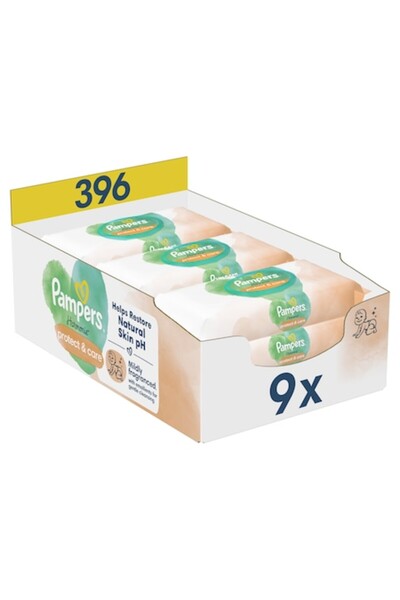 Pampers Harmonie Protect & Care Мокри кърпички с невен, 9 опаковки x 44 (396 ...