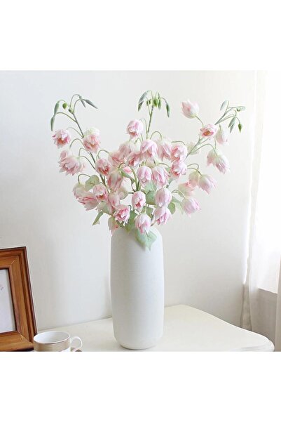 Nettenevime Yapay Çiçek Çan Çiçeği Pembe 85cm Tek Dal Kumaş Çiçek Uzun Dal