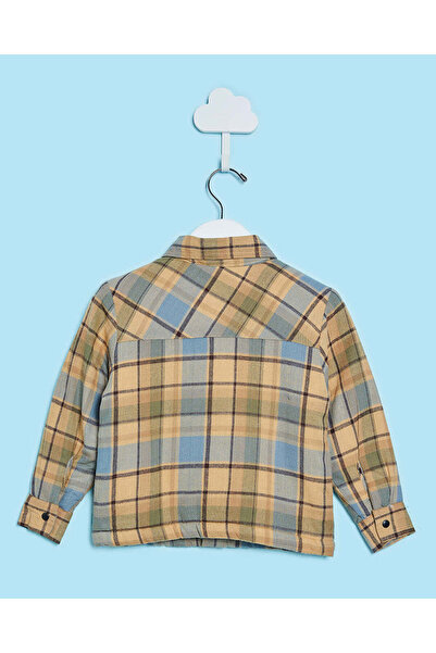 REDTAG Infant Boys Brown And Blue Sherpa Lined Shacket