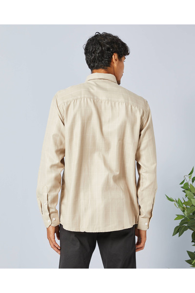 REDTAG Men Beige Checkered Shirt