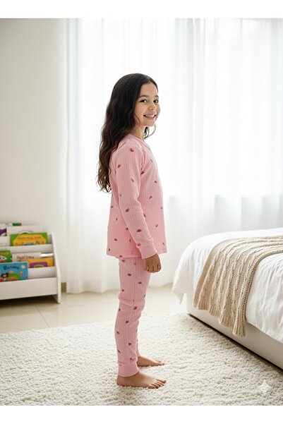 MİNİKO KİDS New Season Girls Boys Children's Ribbed Cotton Pajama Set