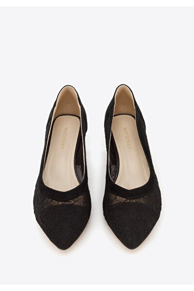 Wittchen Women's transparent pumps on a block heel, black, synthetic material