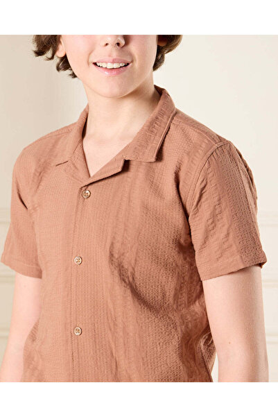 REDTAG Senior Boys Brown Collared Shirt