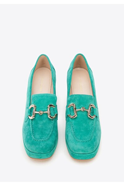 Wittchen Women's Suede Buckle Platform Pumps Green Suede Leather