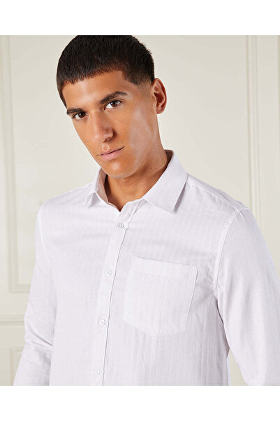 REDTAG Men White Collared Formal Shirt