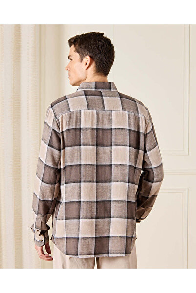 REDTAG Men Brown And Beige Checkered Shirt