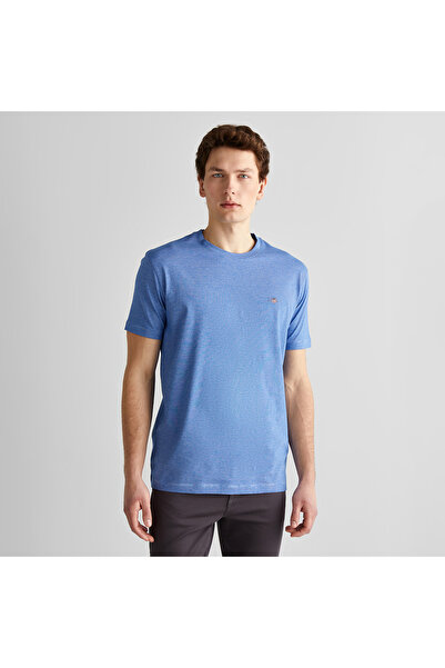 Gant Erkek Mavi Regular Fit Bisiklet Yaka Çizgili T-Shirt