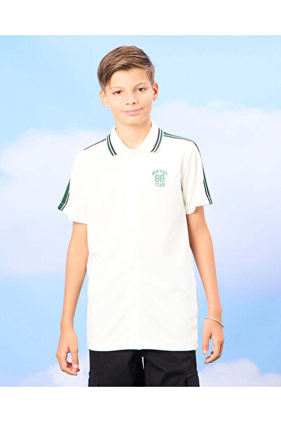 REDTAG Senior Boys White Baseball Shirt