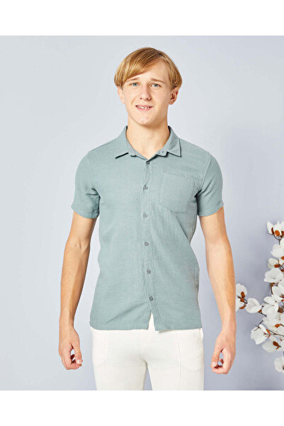 REDTAG Senior Boys Teal Plain Shirt