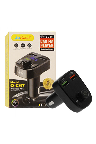 Mihai Bluetooth FM modulator and 12V/24V car charger with 2 USB ports Q C67 Andowl