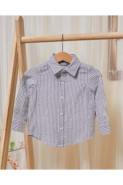 REDTAG Infant Boys Navy Striped Shirt