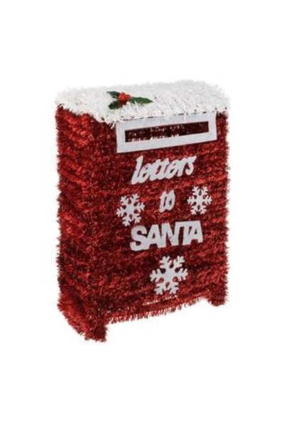 OEM Cutie poștală decorativă 3D de Crăciun cu beteală roșie 21 x 11 x 31 cm