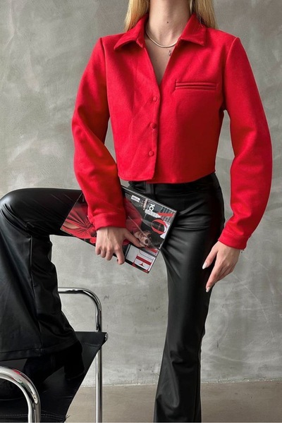 VELZANA Short Suede Red Shirt