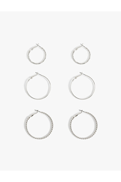 Koton Çelik Burgu 3'lü Halka Küpe Seti