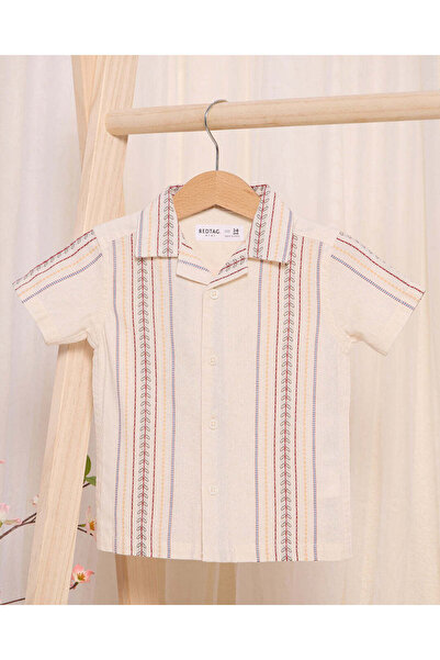 REDTAG Infant Boys Cream Embroidered Shirt