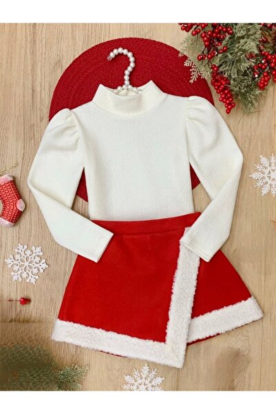 shop Специален комплект пола и блуза за Нова година с плюшени детайли