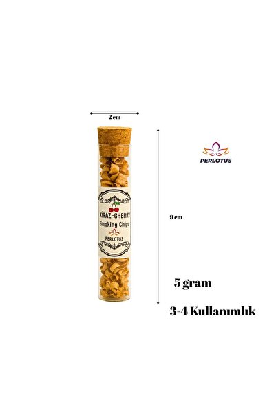 PERLOTUS Cherry Wood Whiskey Smoking Chips 5 Gr in Glass Tube with Cork Lid