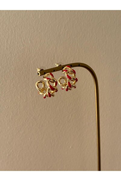 marsel aksesuar Red Gold Chain Model Vip Celip Earrings