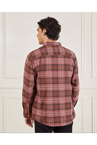 REDTAG Men Burgundy Checked Casual Shirt