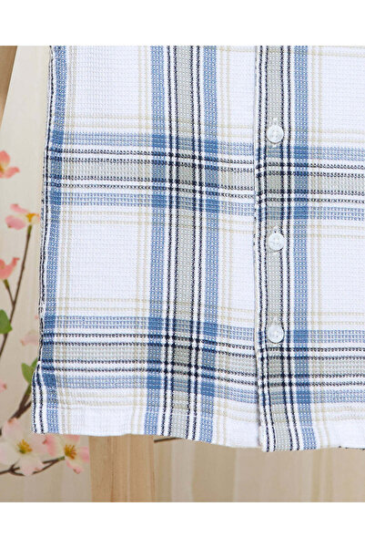 REDTAG Infant Boys Blue Checkered Shirt