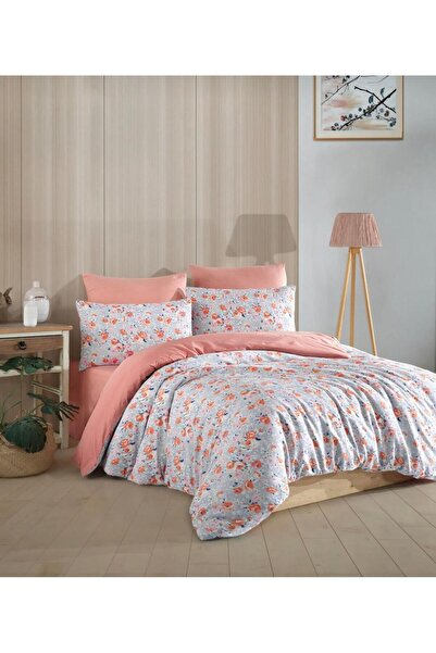 Pamuku Flower Pattern Oversized Duvet Cover Set with Elastic Sheet 180X200 cm