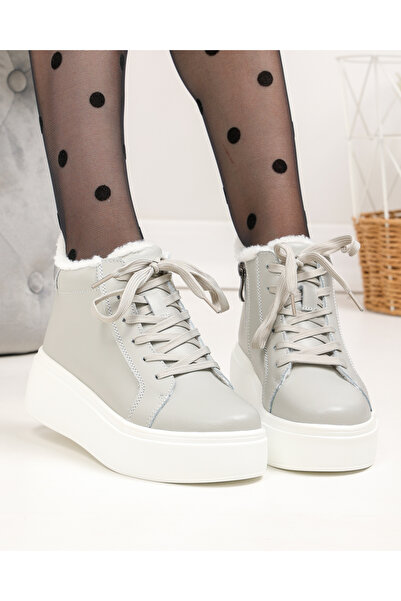 starlike Women's boots, natural leather, gray T7020