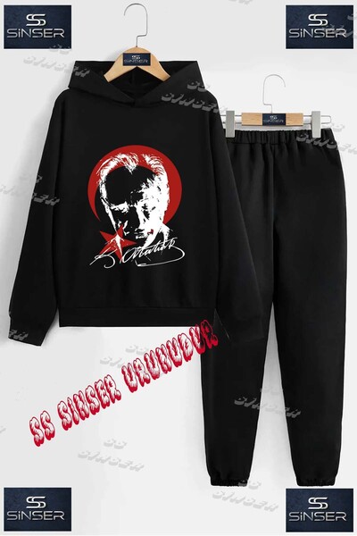SS SİNSER Children's Unisex Special Printed Hooded Tracksuit Set with the Wor...