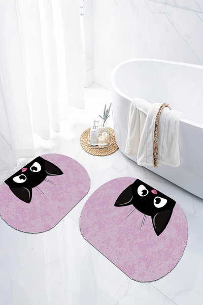 EVİMSEN طقم مقعد مرحاض بيضاوي الشكل بنمط القطط مع قاعدة رقمية مضادة للانزلاق ...