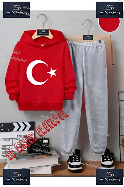 SS SİNSER Children's Unisex Special Printed Hooded Tracksuit Set with the Wor...