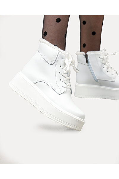 starlike Women's white genuine leather boots T7018