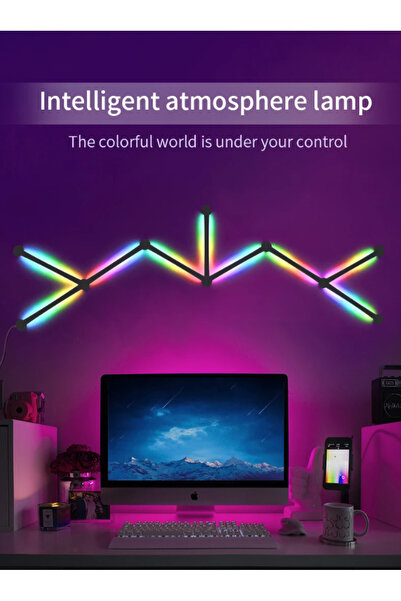 Generic أشرطة إضاءة حائط ذكية LED محيطة RGB وبلوتوث وواي فاي وتطبيق Tuya للتحكم في الموسيقى ومزامنة الموسيقى (9 أشرطة إضاءة)