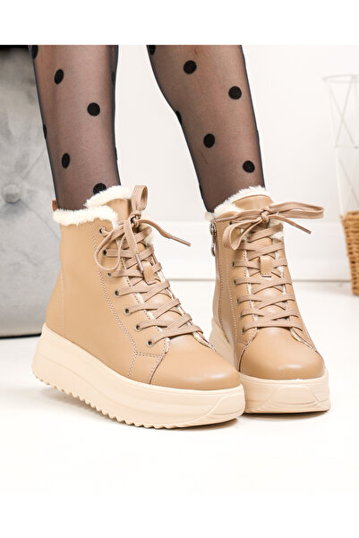 starlike Women's boots, natural leather, khaki F002-296