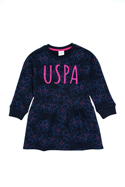 U.S. Polo Assn. فستان محبوك باللون الأزرق الداكن للفتيات 50318801-VR033