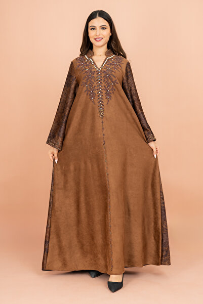IKKXA Luxury Beaded Winter Solid Jalabiya