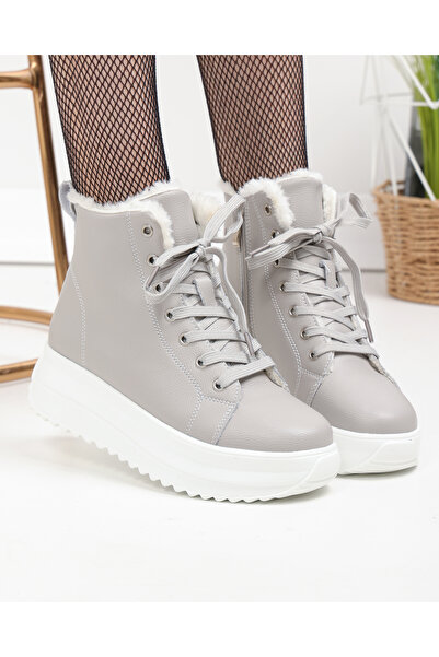 starlike Women's boots, natural leather, gray F002-296