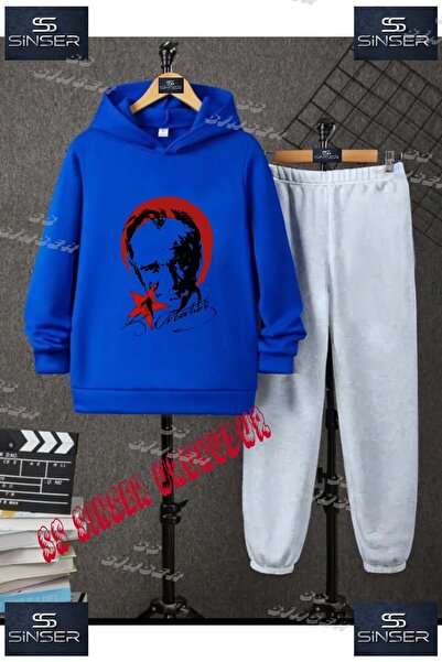 SS SİNSER Children's Unisex Special Printed Hooded Tracksuit Set with the Wor...