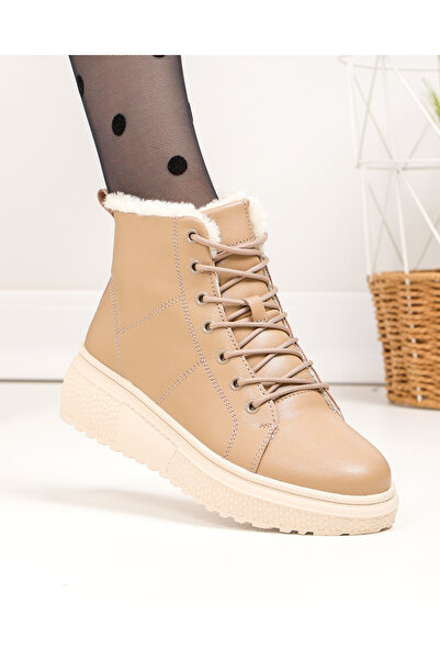 starlike Women's boots, natural leather, khaki F002-409