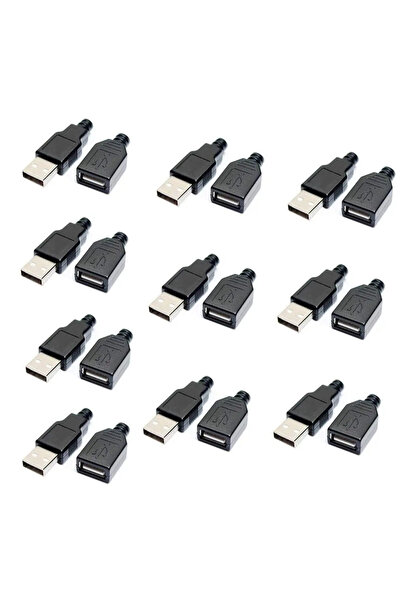 Genel Markalar 10 Adet Plastik Kapaklı Usb A Tipi Erkek Soket 10 Adet Usb Diş...