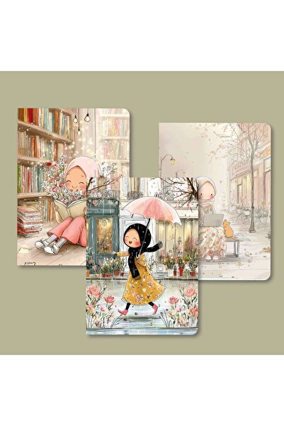 MuslimWalk Nevsâ – Çiçekli Sokak – 3’lü Mininote Defter