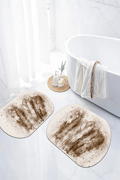 EVİMSEN Set de scaune pentru toaletă cu covoraș de baie oval, lavabil, cu mod...